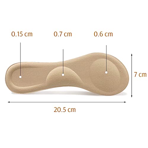 Image of CB 4-Pairs of Cloth Surface Sponge Inserts Invisible Slim Insoles Liners, Ball of Foot Pain Relief Cushion, Arch Pain Barefoot Support, 3 /4 Length for Women's Shoes 5-7, Style C, Black