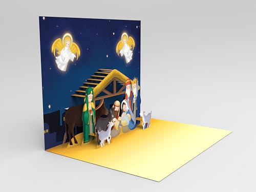 DTESL Religious Pop Up Christmas Card with Light and Music, Open greeting card Instantly play the cl
