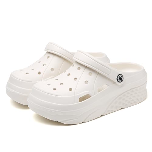 Image of FLIOZY Women's Gardener Platform Clogs Slippers Hight Heels Mules Clog Wedge Sandals Outdoor Beach Shoes