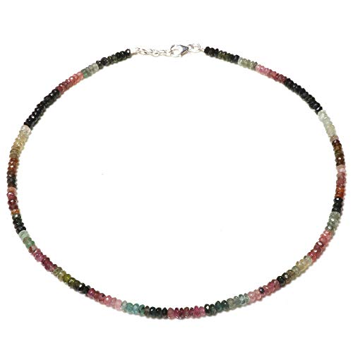 Natural Turmalina Multi Color Piedra Preciosa 18"(Pulgadas) Strand Collar Para Mujeres Moda Joyería 925 Esterlina Plata Elegante Diseñador 5 Mm Beads Collar Hecho A Mano Por Artesanos Cover