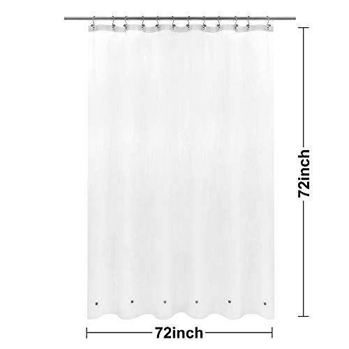 Barossa Design Frosted Shower Curtain Liner with 6 Magnets - Waterproof PEVA Shower Liner for Bath Tub, 72" x 72" Standard Size, PVC Free, Metal Grommets - Frost, 72x72