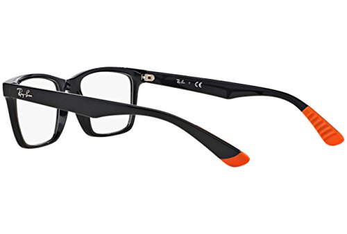 Image of Ray-Ban Unisex RX7025 Square Prescription Eyewear Frames, Black Orange /Demo Lens, 53 mm