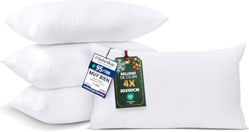 Utopia Bedding Relleno de Cojín 30 x 50 cm (4 Unidades), Fibra Virgen Siliconada, Almohadas de Sofá (Blanco)
