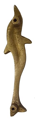 Purpledip Brass Handle: Fish Shape Vintage Design Grip for Door Window Dresser Cupboard Drawer 4.5 Inches Long, Golden (11024) - Image 4