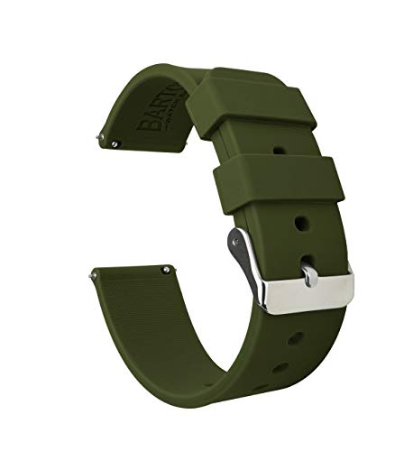20mm Army Green - BARTON Watch Bands - Soft Silicone Quick Release Straps