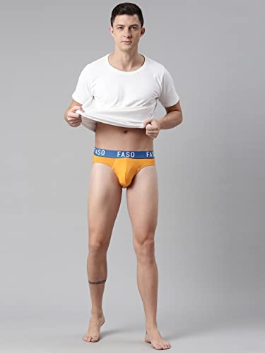Image of F A S O Men's Cotton Rich Brief | Soft & Breathable Innerwear | Cushioned Waistband | Comfort Fit | Everyday Wear