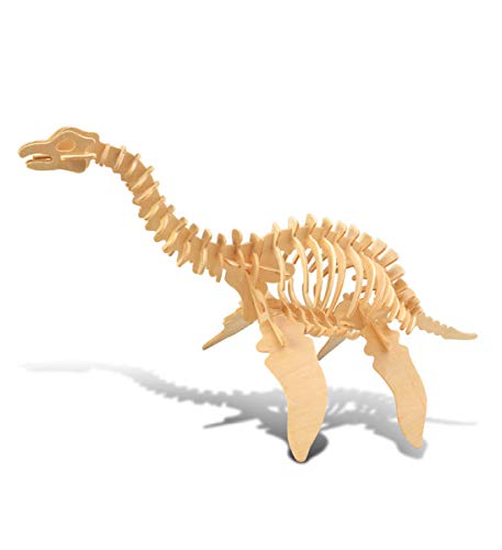 Puzzled 3D Puzzle Plesiosaurus Dinosaur Wood Craft Construction Model Kit Fun, Educational DIY Wooden Dino Toy Assemble Model Unfinished Craft Hobby Puzzle to Build & Paint for Decoration 50pcs Pack