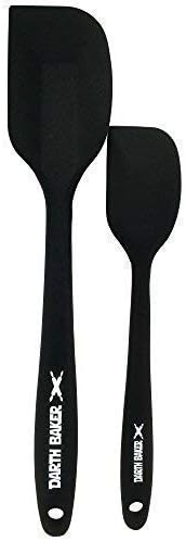 Silicone Spatula 2-piece Set,Heat-Resistant Spatulas,Non-stick Rubber Spatulas with Stainless Steel Core (Black with Darth Baker Logo)