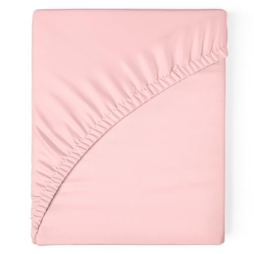SomniHome Sabana Bajera Poliester Extra Suave. Sabana Bajera Cama 105 cm. Tacto Suave. Resistentes. Ajustables Transpirables. Color Rosa