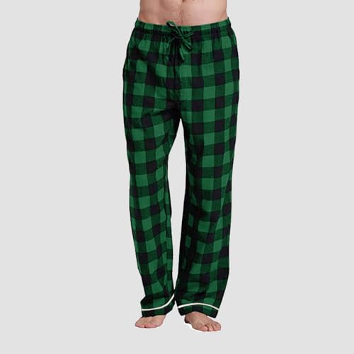 Mens Plaid Pajama Pants Comfy Sleepwear Lounge Pants Lightweight Elastic Waist Straight Leg Pj Bottoms with Pockets3
