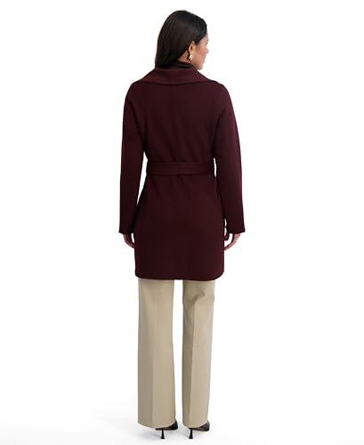 Image of TAHARI Women's Double-faced Luxury Soft Wool Blend Peacoat- Wrap Wool Coat With Removable Belt