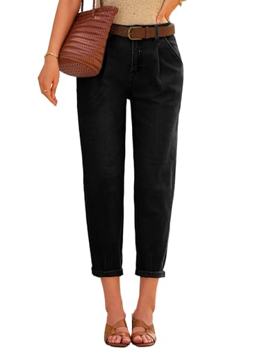 EVALESS Womens Baggy Jeans High Waisted Stretchy Boyfriend Barrel Denim ...