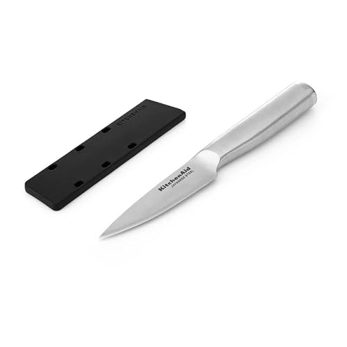 Kitchenaid Gourmet Forged Stainless Steel Fine-Edge Paring Knife With Custom-Fit Blade Cover, 3.5-Inch, Sharp Kitchen Knife, High-Carbon Japanese Stainless Steel Blade, Black #TOP5