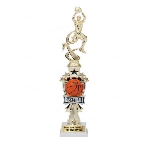 Same Day Awards Boys Basketball Sports Motion Trophy with Free Engraving – 14 Inch Gold Basketball Player Award for Youth Teams Leagues Coaches and Champions