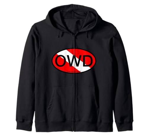 Open Water Diver Scuba Diver Down Flag Oval Zip Hoodie