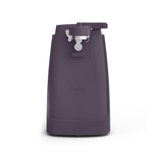 bella Electric Can Opener and Knife Sharpener, Removable Cutting Lever, Cord Storage, Stainless Steel Blade, Plum