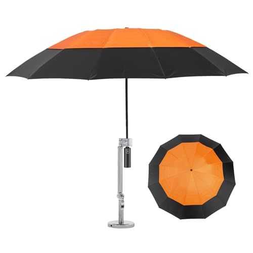Sexlieu Magnetic Umbrella with Base Kit Folding HVAC Umbrella with Magnetic Base & Clamp Stay Cool and Dry for Rooftop & Construction(60in-Orange)