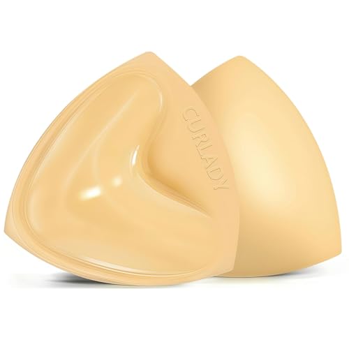 Curlady Sticky Bra Double Sided Stick on Bra Inserts Reusable Push Up Lift Enhancer Pads Invisible Self Adhesive Bra for Swimsuit Backless and Strapless Clothing Beige