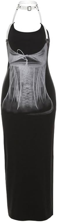 JSEIAJB Black Sleeveless Dress Slim Fit High Waist All-Match Dress