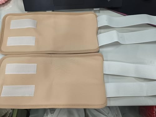 ElevateTech Rodillera de aceite de ricino, paquete de 2 unidades de algodón orgánico para rodilla, codo, brazo, muslo, compresa con correa elástica ajustable para mujeres y hombres, reutilizable