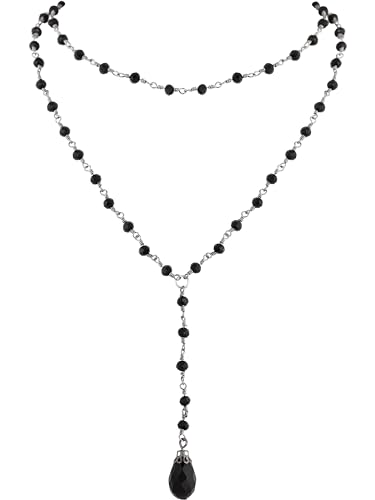 Sacina Gothic Layered Black Red Choker, Dainty Y Necklace, Bead teardrop Choker, Gothic Goth Necklace, Christmas Jewelry Gift for Women