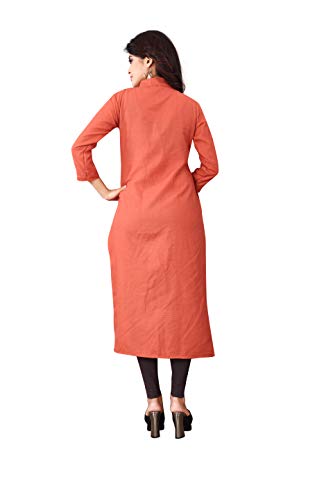 Image of OM SAI LATEST CREATION Slub-Rayon Three-Fourth Sleeve Printed A-Line Kurti for Women