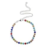 YARNOW Tobillera de Cadena con Cristales de Colores Diseño Elegante y Resistente al Agua Accesorio Ligero y Cómodo para Mujer para Playa y Uso Diario