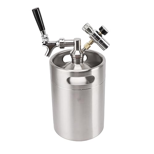 Mini máquina de barril de cerveza presurizado de acero inoxidable de 5 litros con grifo y válvula de salida ajustable, dispensador de barril de cerveza fácil de usar para distribuir uniformemente la