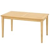 COSTWAY Garden Coffee Table, Solid Teak Wood Outdoor Side Table with Slatted Top, Rectangular Conservatory Snack Tea Bistro Patio Tables for Balcony, Lawn, Deck and Yard, 90 x 50 x 45cm, Natural