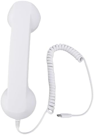 EIMSOAH Type C Retro Phone Handset with Volume Control Plug and Play Design for Cellphone Video Call Conference (White) - 5