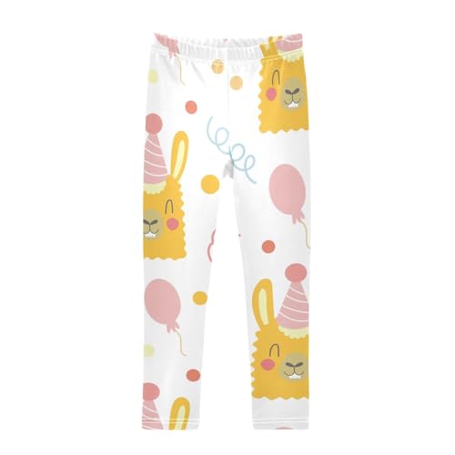 Birthday Alpaca Girls Leggings,Workout Leggings for Girls Toddler Athletic Leggings Size for 3-10T