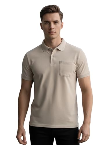 Image of Lux Cozi Men's Cotton Blend Polo T-Shirt with Chest Pocket | Collar T-Shirts for Men | Half Sleeves | Plain - Regular Fit (Pack of 1)