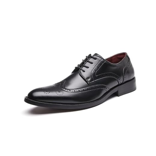 Sapato social masculino estilo britânico Brogue Oxford sapato social bico fino formal para negócios, Preto, 40