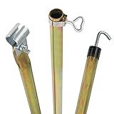 1 STÜCK - Dachhakenstange Zeltstange - mit Klemme und Haken - Stahl - teleskopierbar 210-290 cm - 22/19mm - 3 Teile - leicht - stabil - Ersatz Gestänge Zelt Vorzelt Camping Teleskopstange Dachstange