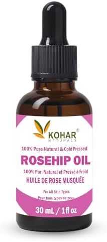 100% Pure Natural Organic Cold Pressed Rosehip Oil for Face. Natural Moisturizer Carrier oil for Skin, Hair and Nail. KOSHER & VEGAN Certified. 30 ml
