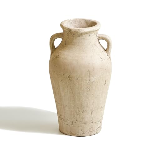 LB2 Rustic Ceramic Vase, 11.8" Tall Zen Style vase, Terra Cotta P...