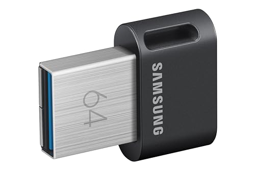 Samsung Clé USB FIT Plus Type A, 64 Go, 400 Mo/s en lecture, Clé USB 3.1, compacte avec porte-clés, gris, ‎MUF-64AB/APC
