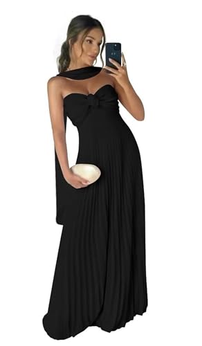 Sweetheart Bridesmaid Dresses Pleated Chiffon Prom Dress A Line Wedding Guest Gowns with Scarf