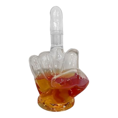 Mad Monkey Regali di whisky per uomini, decorazione con dito medio, caraffa per whisky, caraffa in vetro con capacità di 750 millilitri