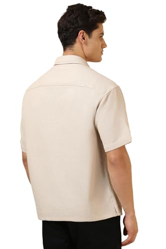 Image of Allen Solly Men's Textured Casual Shirt | Drop Shoulder | Half Sleeve | Relaxed Fit | Casual & Streetwear Style