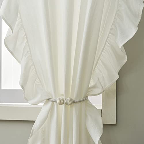 Cortinas con volantes de algodón natural confeccionadas a mano con caída romántica 5