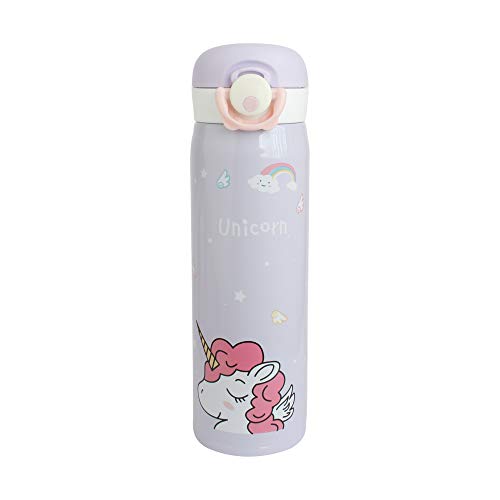 Emartbuy 500 ml Unicornio Apertura Fliptop Spring Prueba de Fugas Acero Inoxidable Vacío