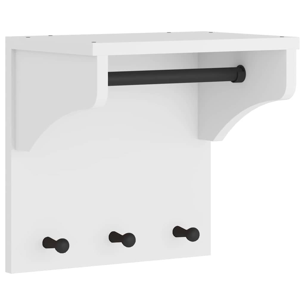 Porte-manteau mural SANDNES blanc 43x30x42 cm bois massif pin