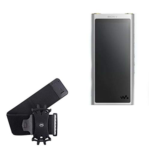 BoxWave Holster Compatible with Sony NW-ZX300 Walkman - ActiveStretch Sport Armband, Adjustable Armband for Workout and Running - Jet Black