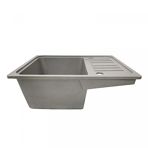 Aquamarin® Fregadero de Cocina - de Granito, 1 Seno, con Sifón, Grifo, Escurridor Reversible y Set...