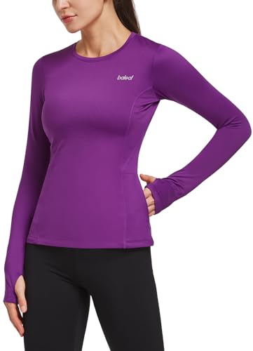 baleaf Thermal Shirts for Women Long Sleeve Fleece Tops Running Workout Cold Weather Gear Compression Zipper Pocket