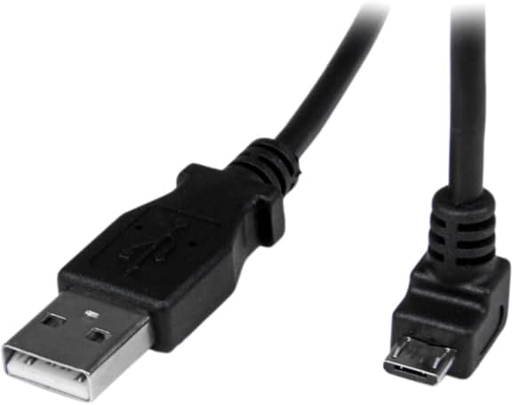 StarTech.com 2m Cord - A to Down Angle Micro B - Down Angled Micro USB Cable - 1x USB A (M), 1x USB Micro B (M) - Black (USBAUB2MD), 2m / 6 Feet
