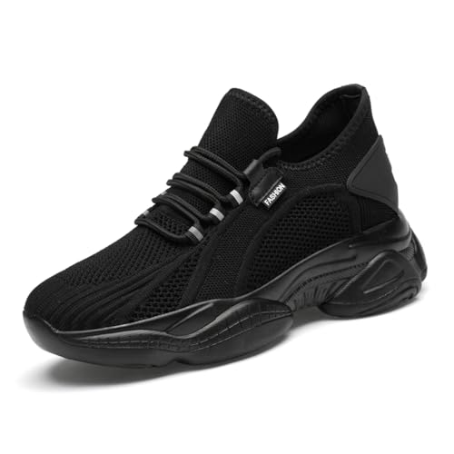 VIBLiSS Zapatillas De Senderismo Invisibles para Hombre Que Aumentan La Altura Ligeras Y Transpirables Altura, 7 Cm Más Altas,7cm Black,36 EU