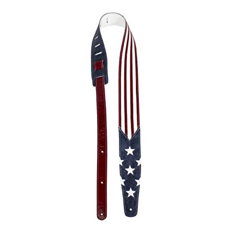 Perri's Leathers Ltd. - USA Flag Guitar Strap - Adjustable Strap from 41" to 56" for Electric, Bass, Acoustic Guitars - Red, White, Blue (P25PLPD-7529) Cover