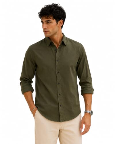 Image of Men Linen Cotton Full Sleeve Shirt for man | Mens Casual Shirt |Shirts for Men Stylish | Men Shirts | Casual Business Party Festival Regular Fit